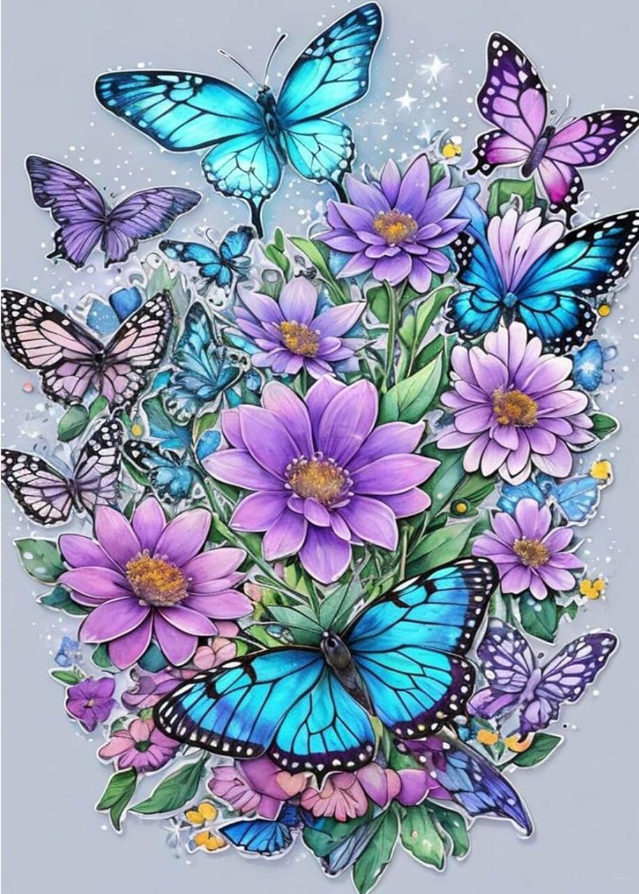 Butterfly Diamond Art Painting Kit – 5D Full Drill DIY Diamond Painting for Adults, 12x16 Inch
